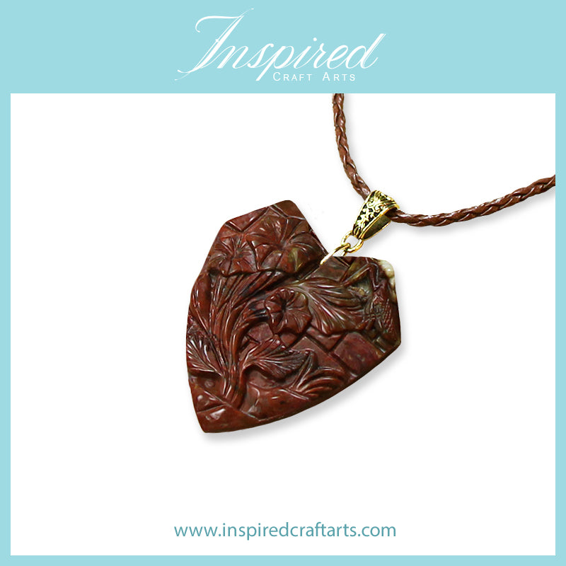 Chocolate Brown Jasper Flower pendant necklace | InspiredCraftArts