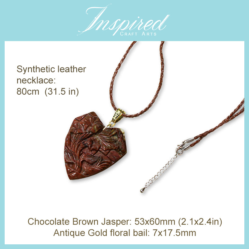 Chocolate Brown Jasper Flower pendant necklace | InspiredCraftArts