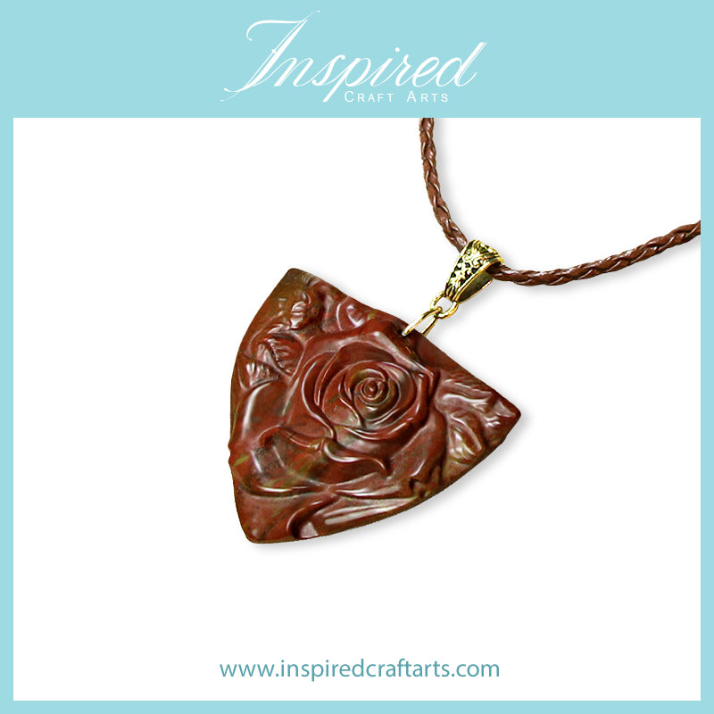 Chocolate Brown Jasper Rose pendant necklace | InspiredCraftArts