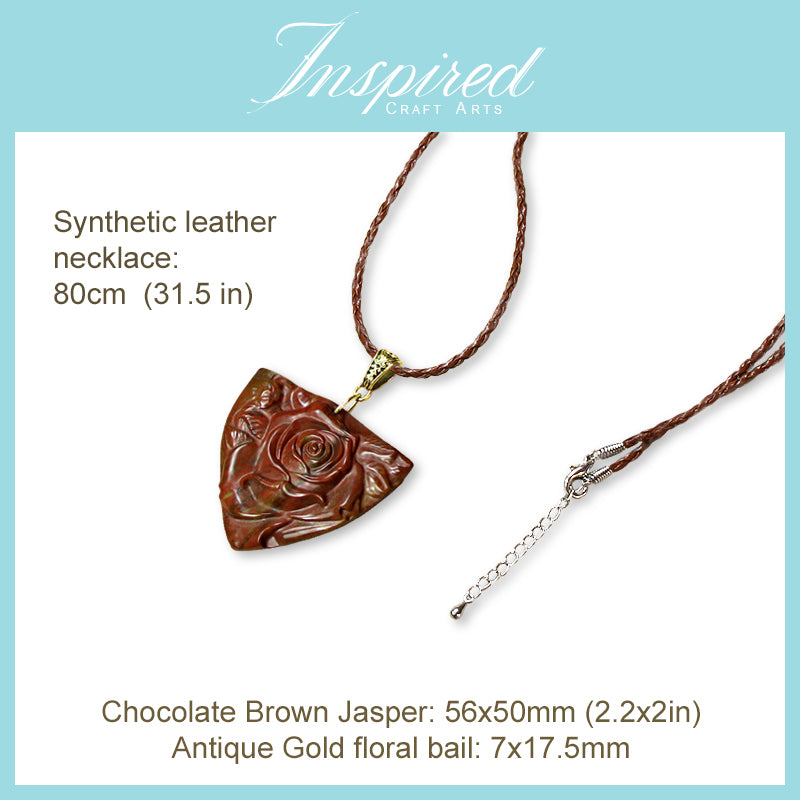 Chocolate Brown Jasper Rose pendant necklace | InspiredCraftArts