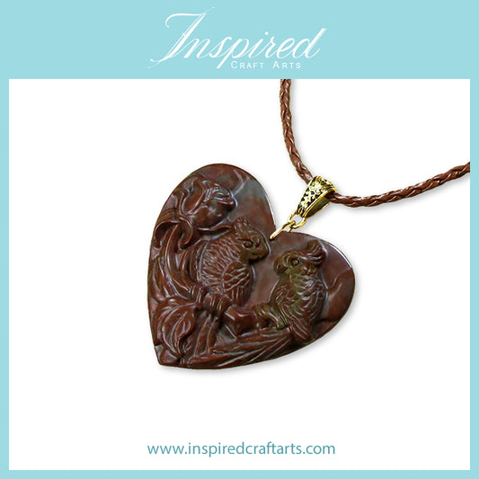 Chocolate Brown Jasper Parrots pendant necklace | InspiredCraftArts