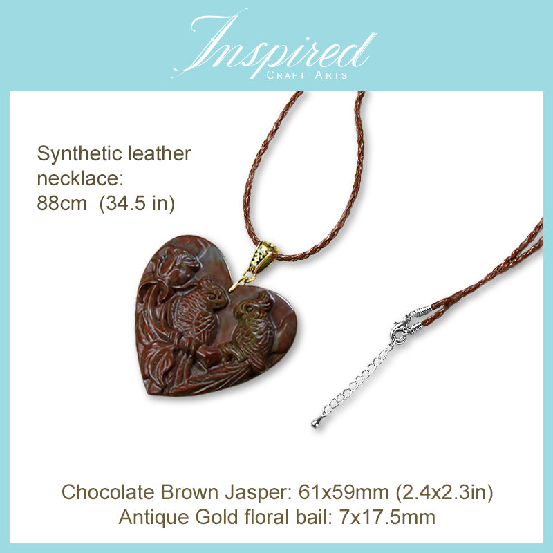Chocolate Brown Jasper Parrots pendant necklace | InspiredCraftArts