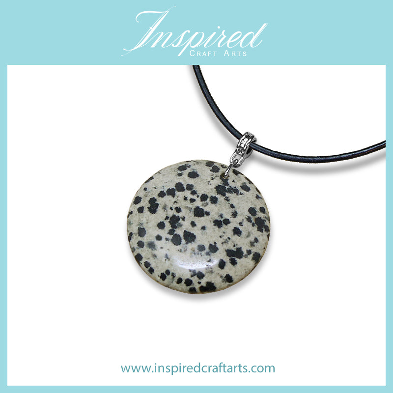 Dalmatian Jasper Round pendant necklace | InspiredCraftArts