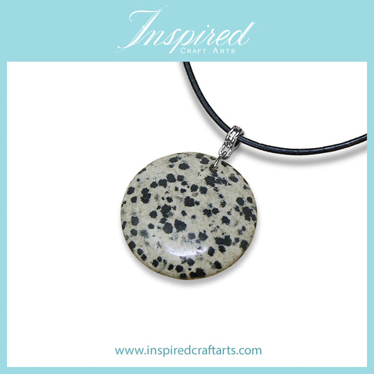 Dalmatian Jasper Round pendant necklace | InspiredCraftArts