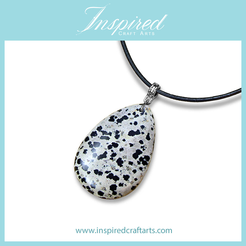 Dalmatian Jasper Drop shape pendant necklace | InspiredCraftArts