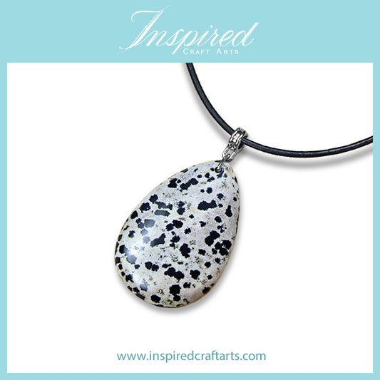 Dalmatian Jasper Drop shape pendant necklace | InspiredCraftArts