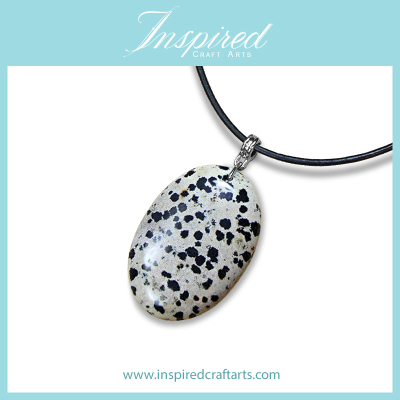 Dalmatian Jasper Oval shape pendant necklace | InspiredCraftArts