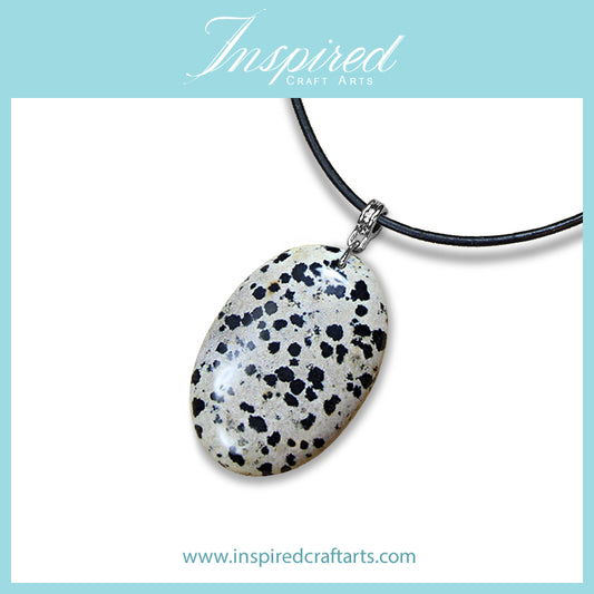 Dalmatian Jasper Oval shape pendant necklace | InspiredCraftArts