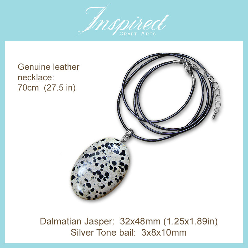 Dalmatian Jasper Oval shape pendant necklace | InspiredCraftArts