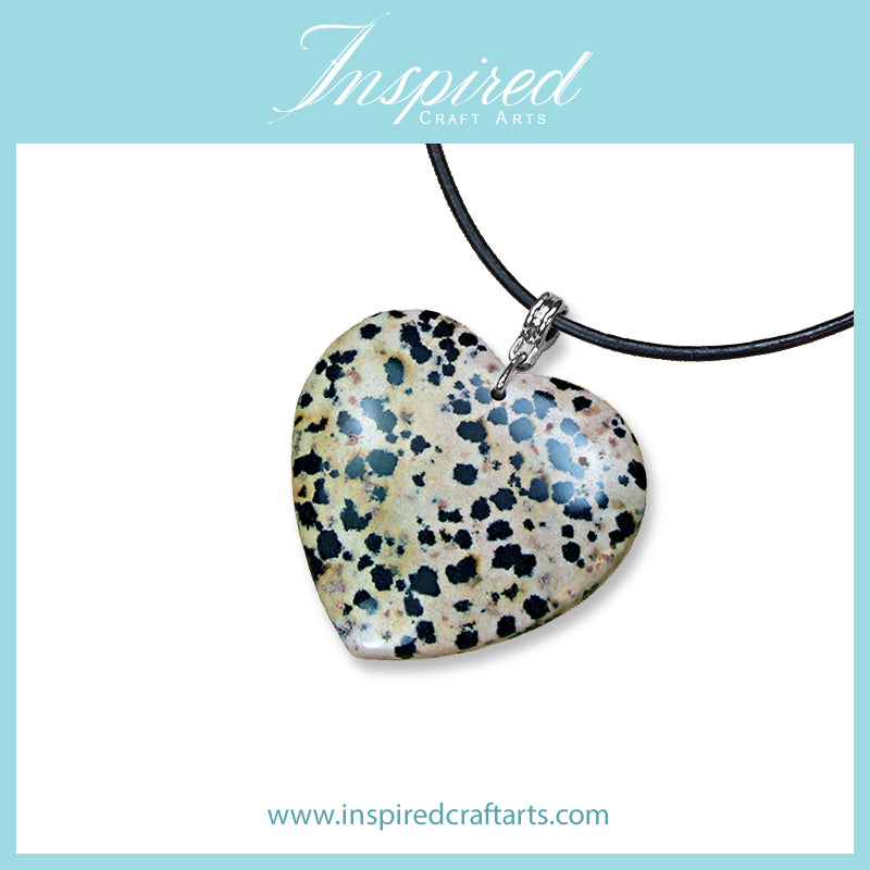 Dalmatian Jasper Heart pendant necklace | InspiredCraftArts