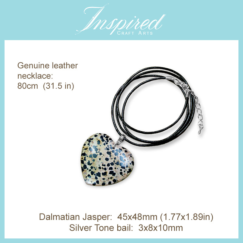 Dalmatian Jasper Heart pendant necklace | InspiredCraftArts