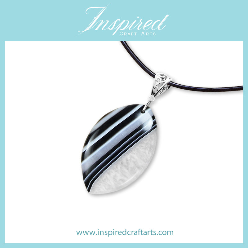 SALE! Black Druzy Agate Marquise shape pendant necklace | InspiredCraftArts