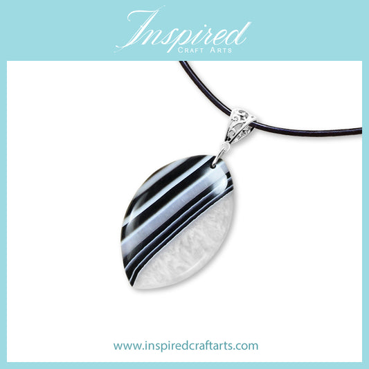 SALE! Black Druzy Agate Marquise shape pendant necklace | InspiredCraftArts