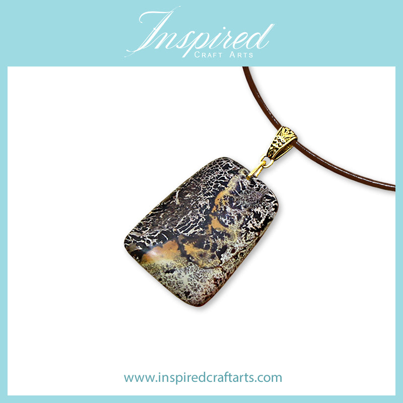 Grass Flower Jasper Trapeze pendant necklace | InspiredCraftArts