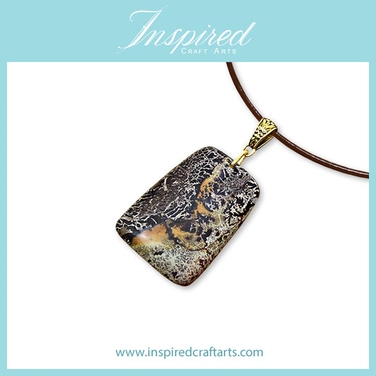 Grass Flower Jasper Trapeze pendant necklace | InspiredCraftArts