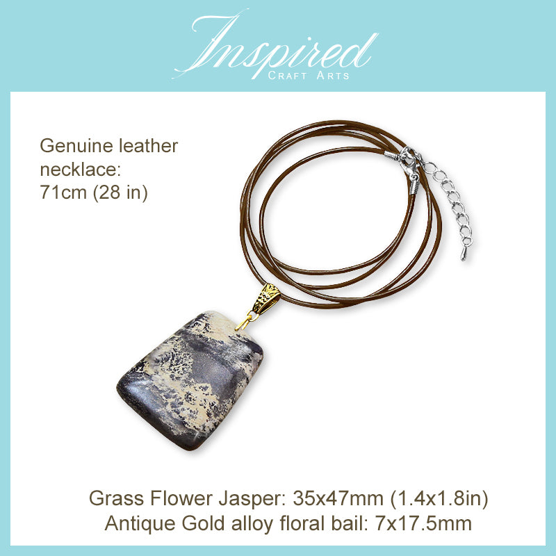 Grass Flower Jasper Trapeze pendant necklace | InspiredCraftArts