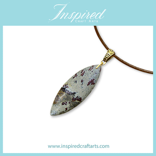 Grass Flower Jasper Marquise pendant necklace | InspiredCraftArts