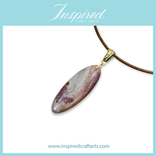 Grass Flower Jasper Oval pendant necklace | InspiredCraftArts