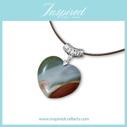 Polychrome Jasper Heart pendant necklace | InspiredCraftArts