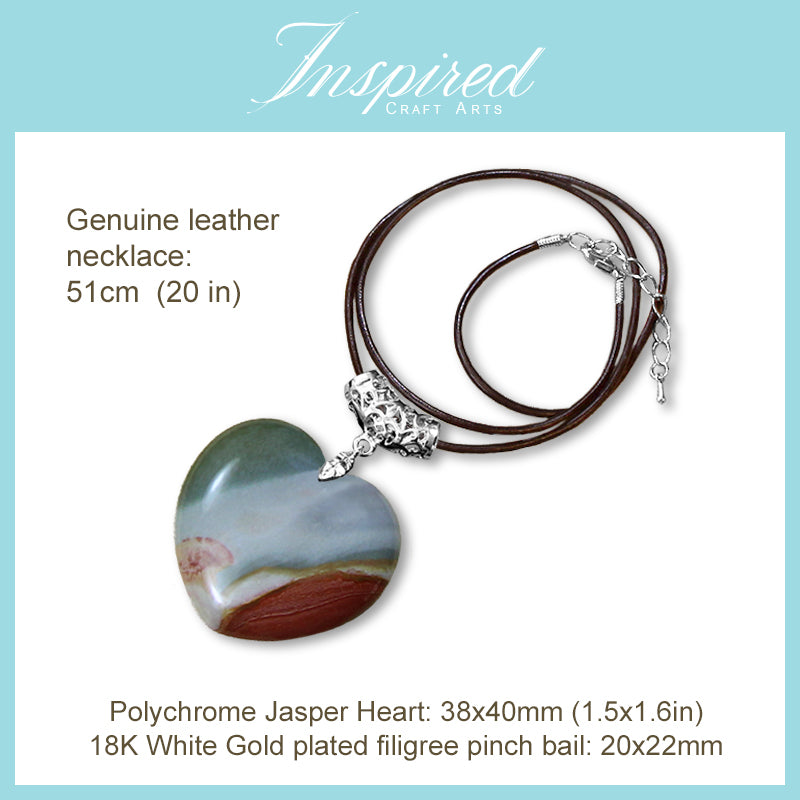 Polychrome Jasper Heart pendant necklace | InspiredCraftArts
