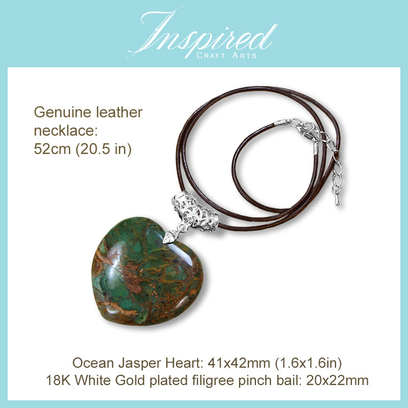 Sale! Ocean Jasper Heart pendant necklace | InspiredCraftArts