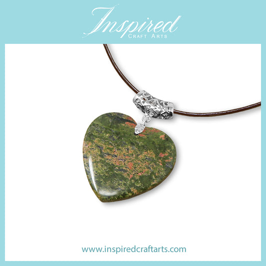 Unakite Heart pendant necklace | InspiredCraftArts
