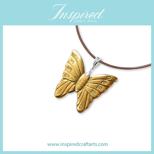 Hematite Gold coated Butterfly pendant necklace | InspiredCraftArts