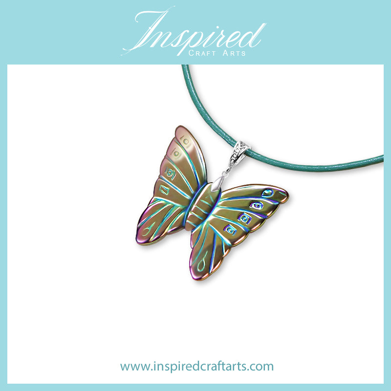 Hematite Multi-colour Butterfly pendant necklace | InspiredCraftArts
