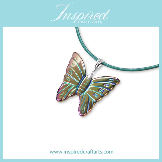 Hematite Multi-colour Butterfly pendant necklace | InspiredCraftArts