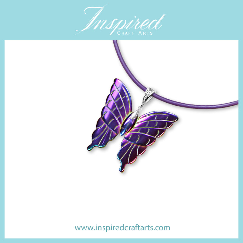 Hematite Purple Butterfly pendant necklace | InspiredCraftArts