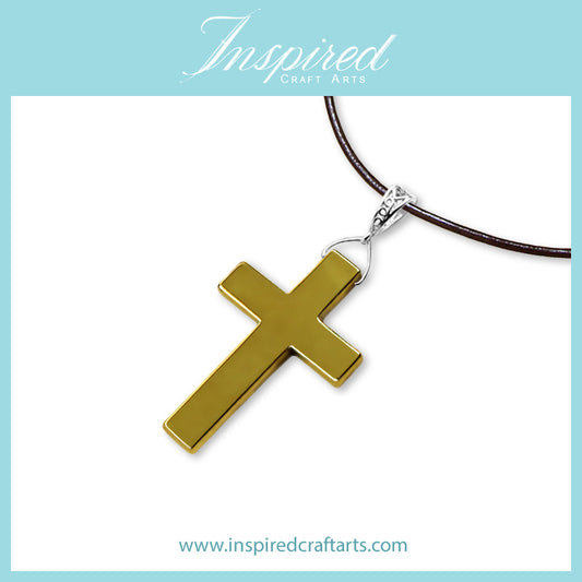 Hematite Gold coated cross pendant necklace | InspiredCraftArts
