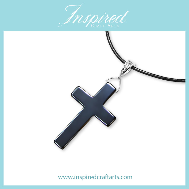 Hematite Cross pendant necklace | InspiredCraftArts