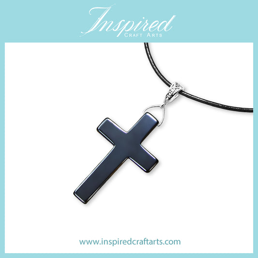 Hematite Cross pendant necklace | InspiredCraftArts