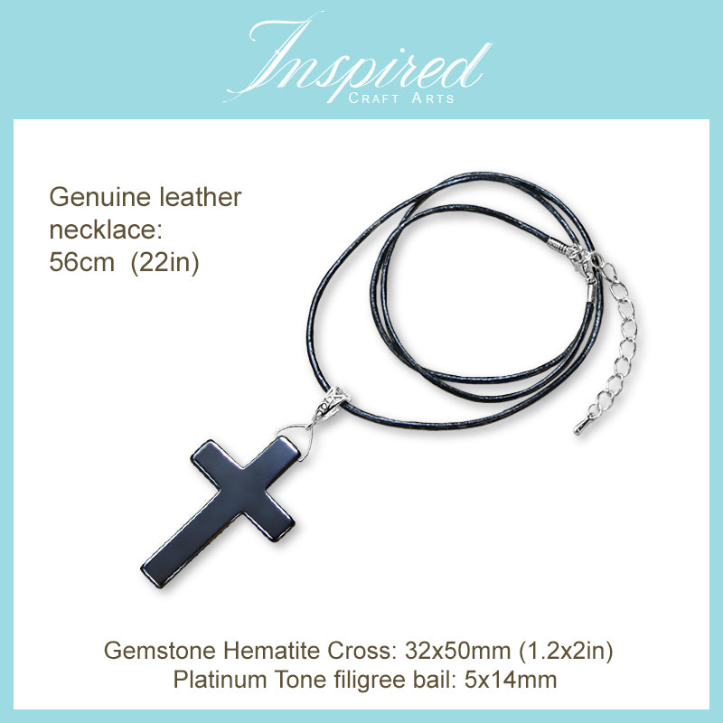 Hematite Cross pendant necklace | InspiredCraftArts