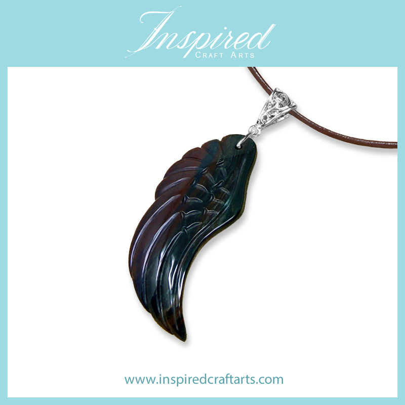 Indian Agate Wing pendant necklace | InspiredCraftArts