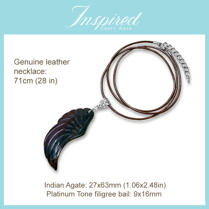 Indian Agate Wing pendant necklace | InspiredCraftArts