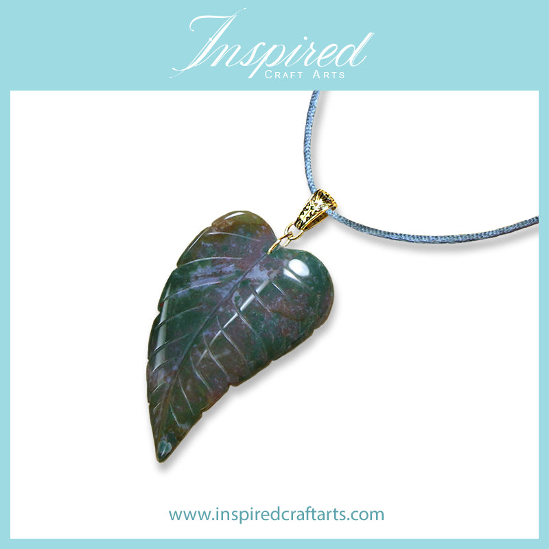 Indian Agate Leaf pendant necklace | InspiredCraftArts