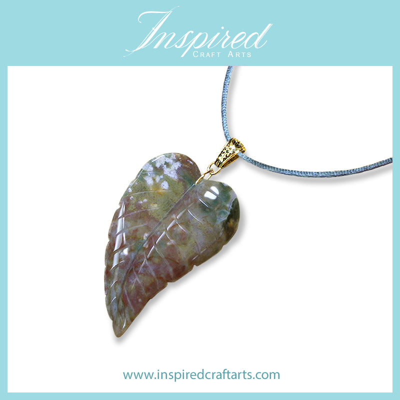 Indian Agate Leaf pendant necklace | InspiredCraftArts