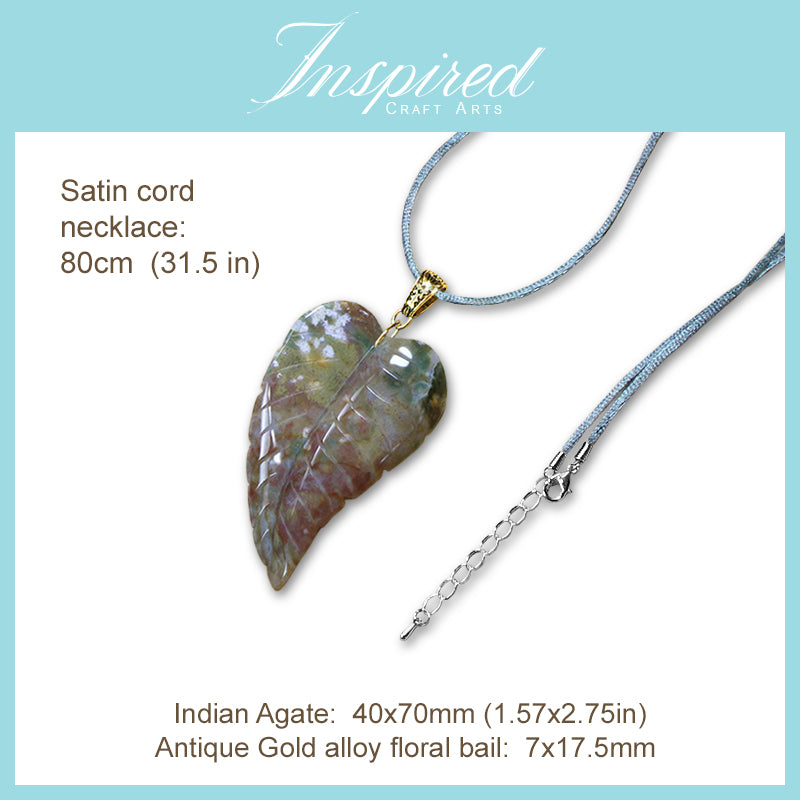 Indian Agate Leaf pendant necklace | InspiredCraftArts
