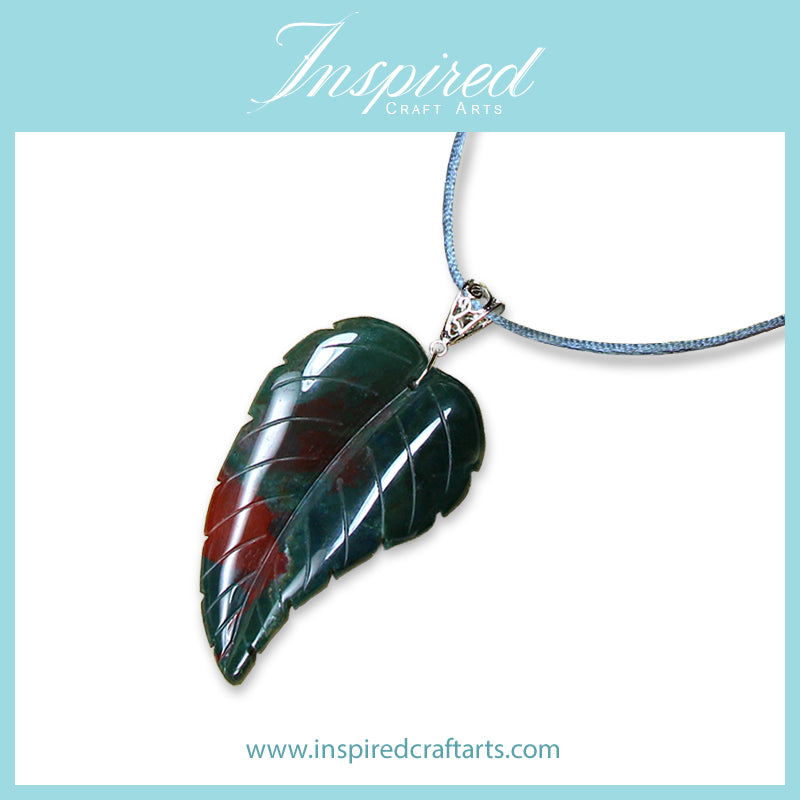 Indian Agate Leaf pendant necklace | InspiredCraftArts