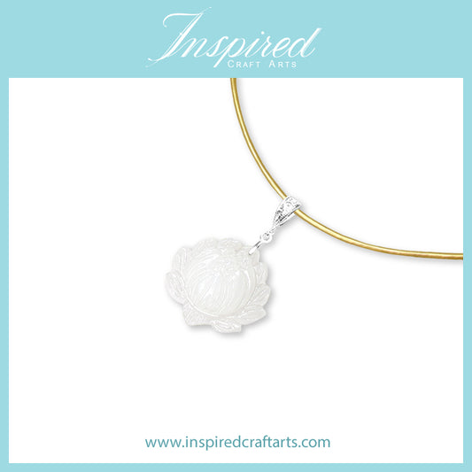 White Jade carved Lotus pendant necklace | InspiredCraftArts