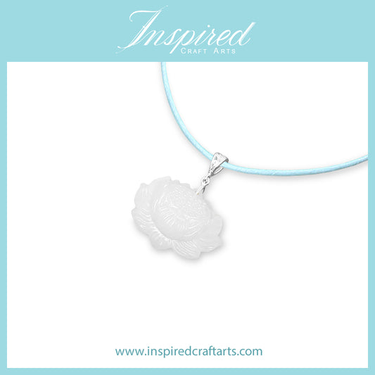 White Jade carved Lotus pendant necklace | InspiredCraftArts