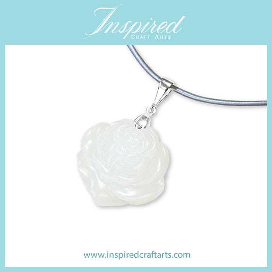 White Jade carved Rose pendant necklace | InspiredCraftArts