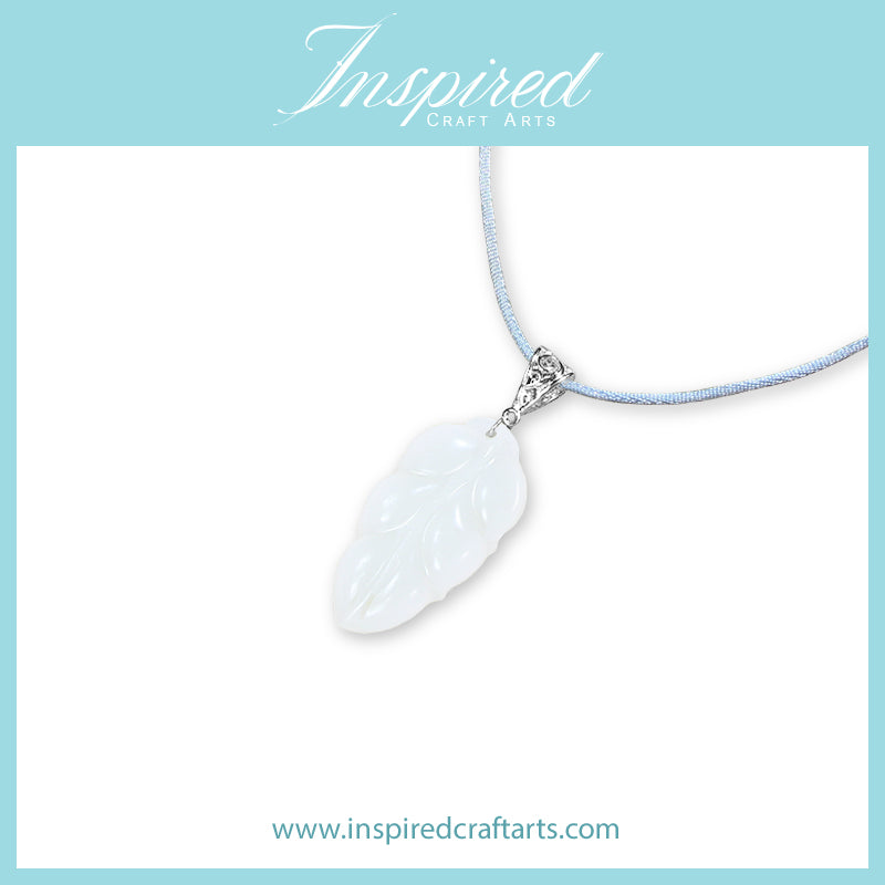 White Jade carved Leaf pendant necklace | InspiredCraftArts