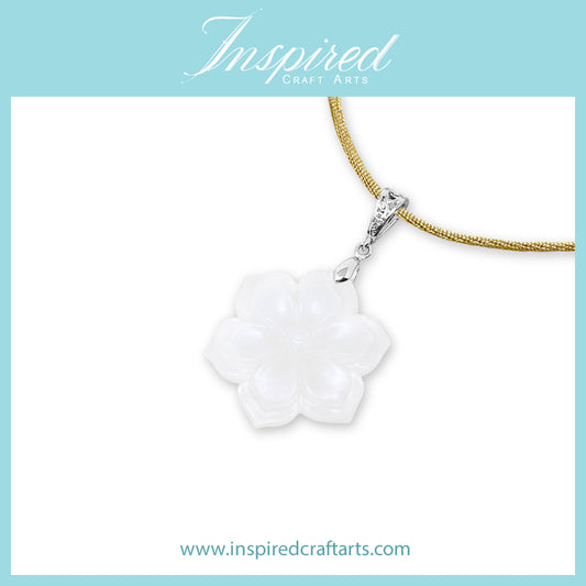 White Jade carved Flower pendant necklace | InspiredCraftArts