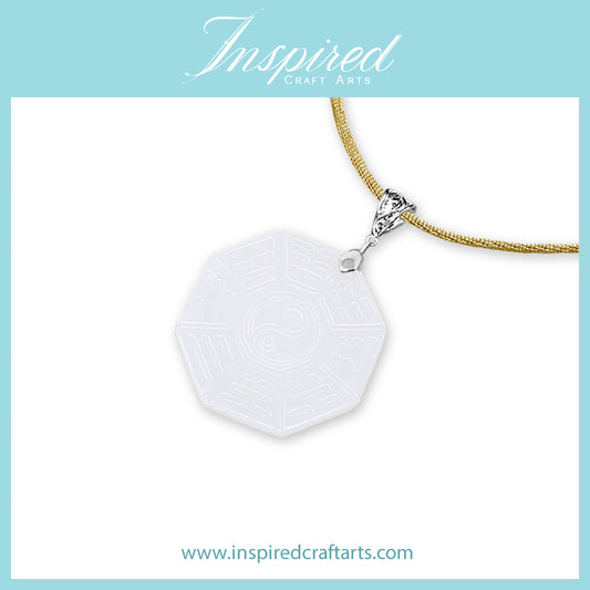 White Jade carved Yin Yang Bagua pendant necklace | InspiredCraftArts