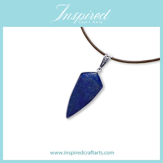 Lapis Lazuli Shield shape pendant necklace | InspiredCraftArts