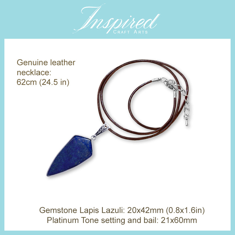 Lapis Lazuli Shield shape pendant necklace | InspiredCraftArts