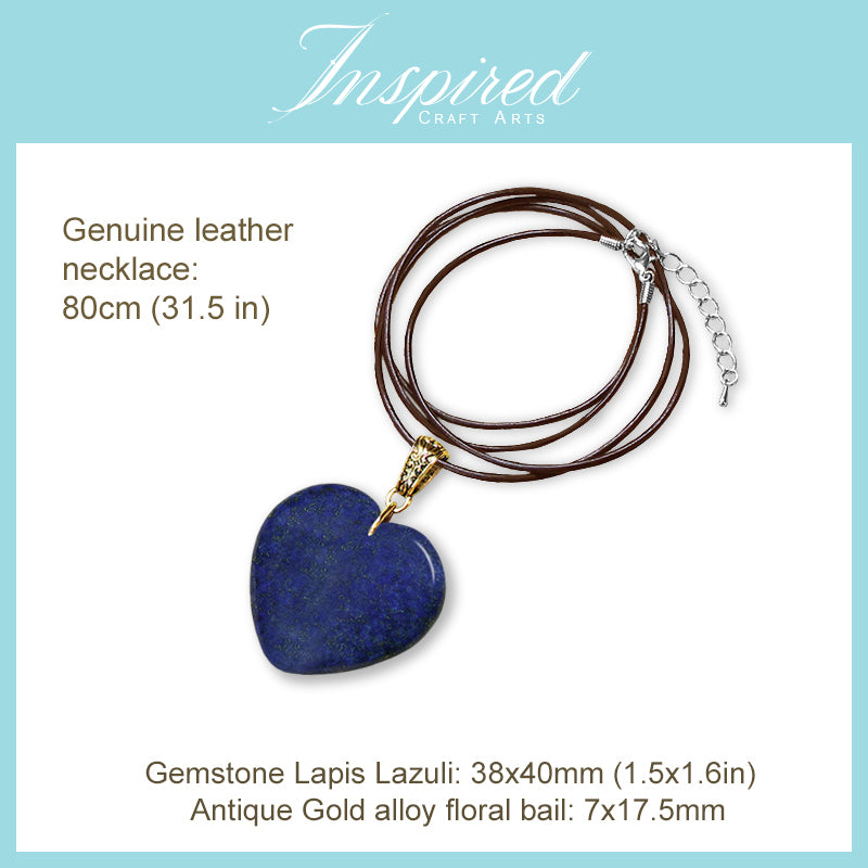 Lapis Lazuli Heart pendant necklace | InspiredCraftArts