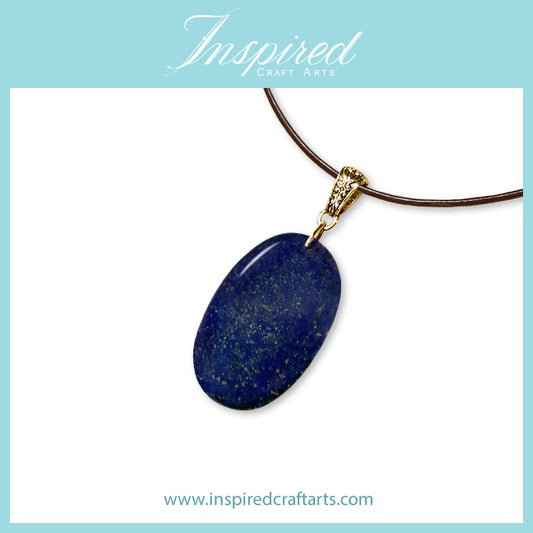 Lapis Lazuli Oval pendant necklace | InspiredCraftArts